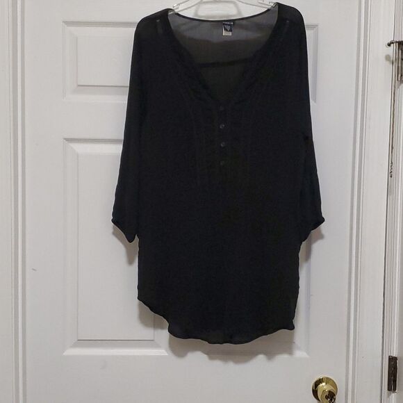 torrid Tops - Torrid womens 0/12/L black 3/4 sleeve tunic